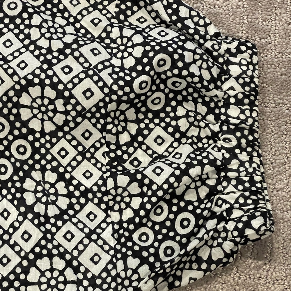 Emerson Fry Mandarin Collar Top, Daisy Check, Black/White, Button Down Front, OS - Picture 13 of 16
